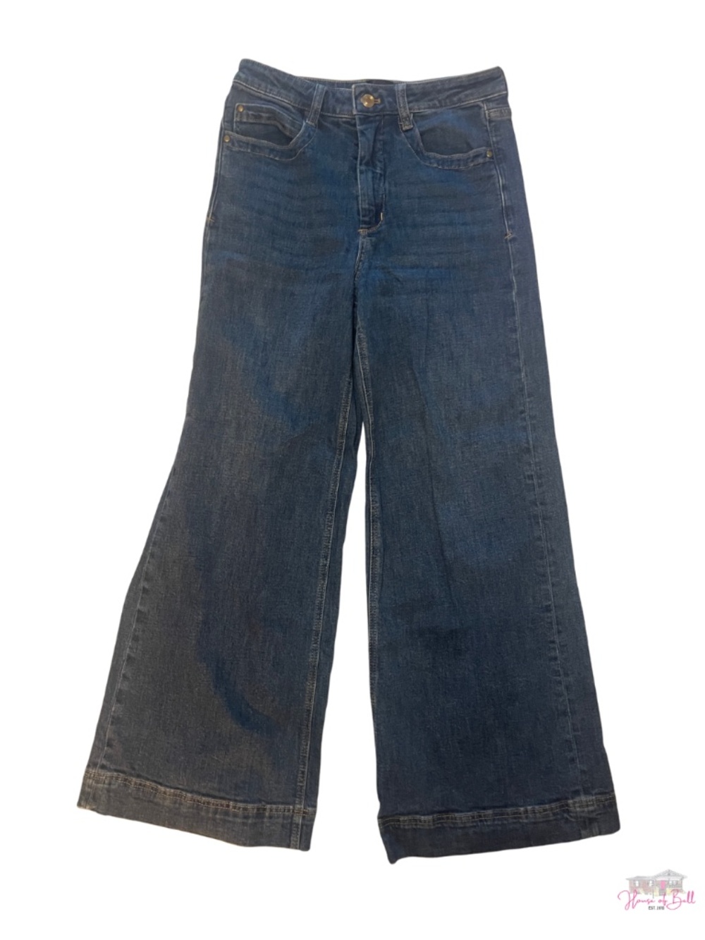 Maeve by Anthropologie High Rise Dark Wash Wide Leg Jeans | Size 28